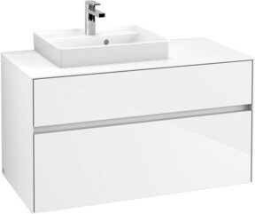 V&B Waschtischunterschrank Collaro in Weiß Glossy mit LED-Beleuchtung B/T/H: 100 x 54,8 x 50 cm - Bild 1