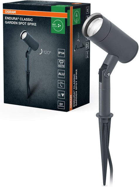 Osram Endura Classic Garden Spotspike Außen-Spießleuchte, Schwarz, GU10-Sockel, ausrichtbarer Leuchtenkopf, IP54, Aluminium - Bild 1