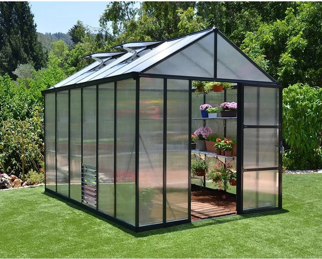 Palram Canopia Glory Gewächshaus Anthrazit mit 10 mm Polycarbonat-Stegplatten - Bild 1