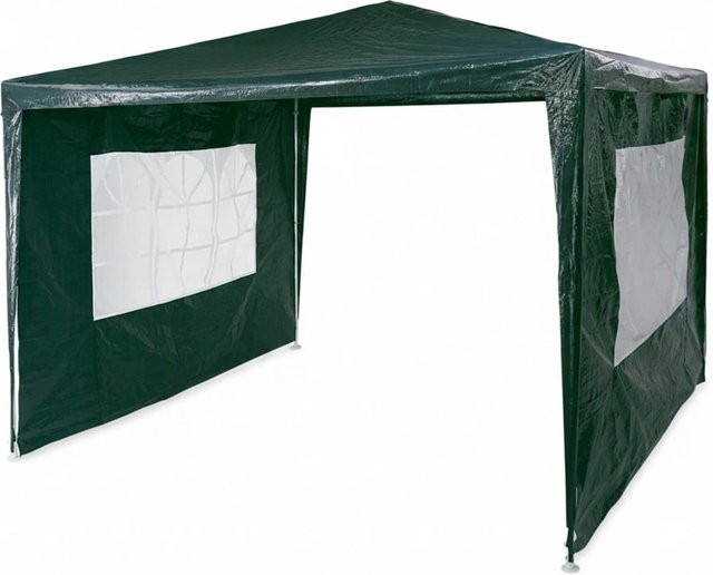 Relaxdays Pavillon aus Metall in Grün mit 2 Seitenteilen, wasserabweisend, B/T: 3 x 3 m - Bild 1