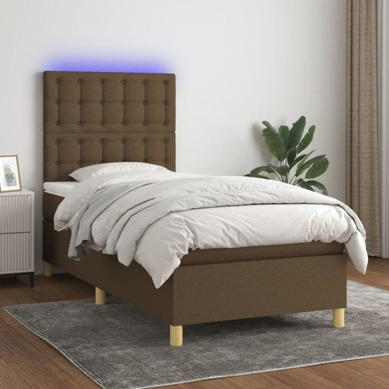 vidaxl Boxspringbett mit Matratze in Braun aus Stoff und Holzwerkstoff B/T/H: 200 x 100 x 118 cm - Bild 1