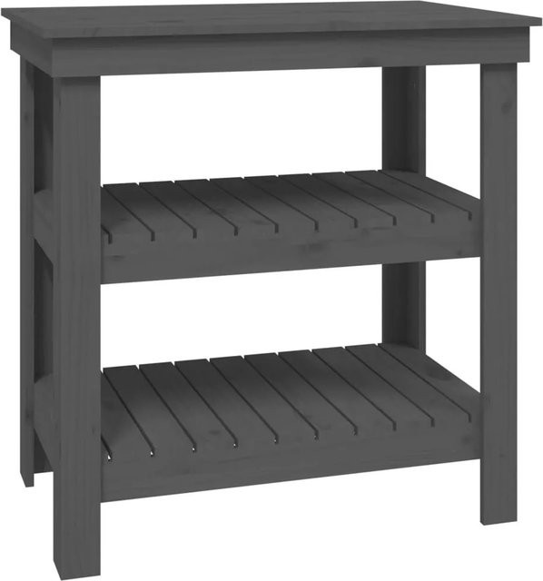 vidaXL Werkbank aus massivem Kiefernholz in Grau mit rustikaler Optik, B/T/H: 78,5 x 50 x 80 cm - Bild 1