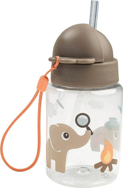 Done By Deer Trinkflasche mit Strohhalm aus Silikon in Beige, auslaufsicher und spülmaschinenfest, 6,0 l - Bild 1