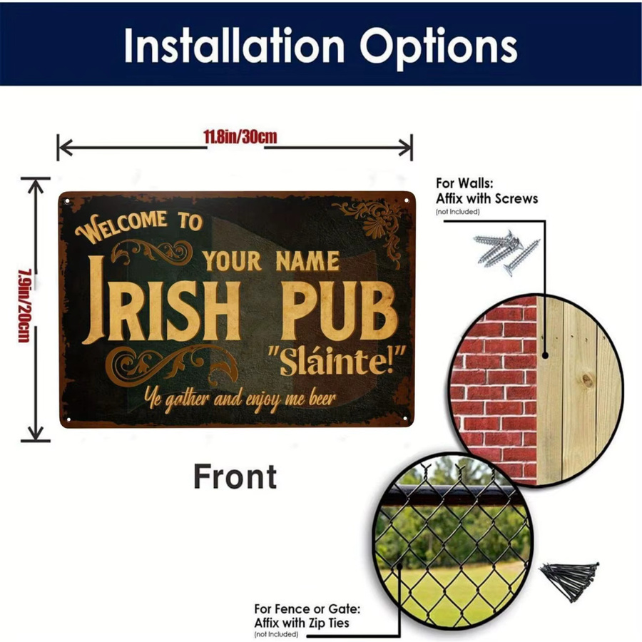 Personalisierbares irisches Pub-Metallschild von CIFBUY als Vintage Bar-Wanddekoration in Weiß - Bild 4