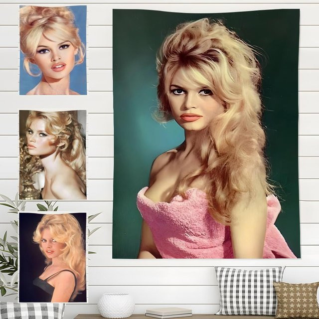 Pretty Singer B-Brigitte Bardot Wandteppich Vintage Multicolour B/H: 70 x 115 cm - Bild 1