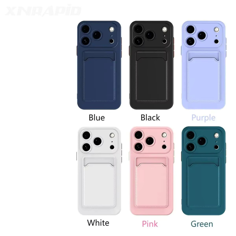 GOALXIXI Silikon-Brieftasche Handyhülle mit Kartenfach für iPhone 11 bis iPhone 17 Air in Schwarz und Blau - Bild 2