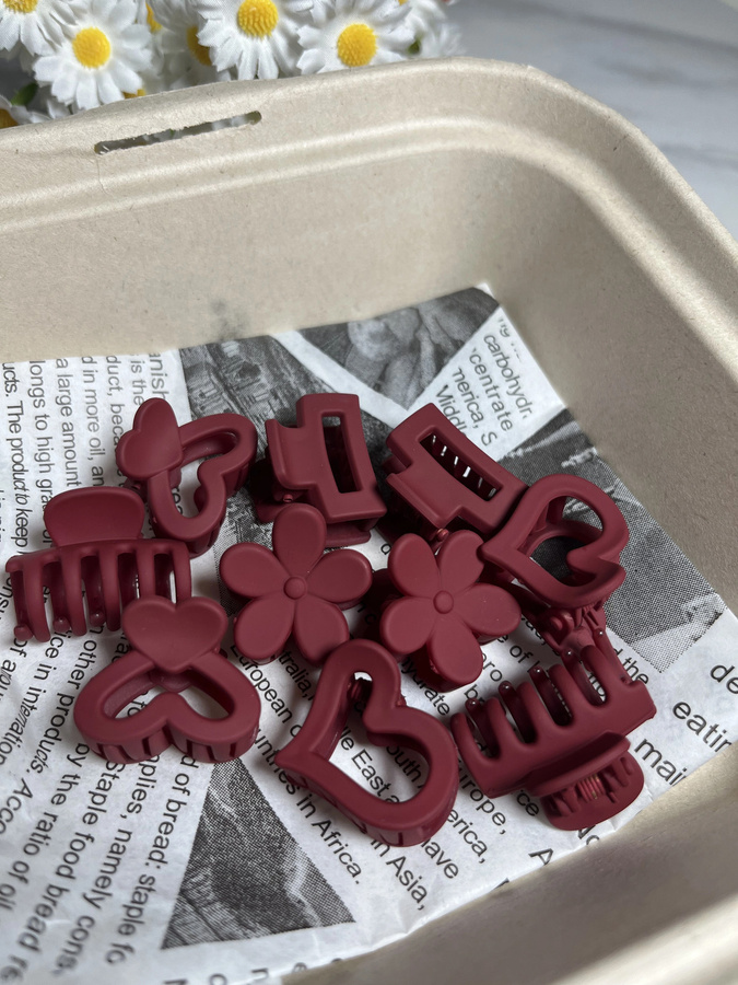 GIOIO Haarspangen, Geometrische Herz Blume, Rot, Matt, Damen, Mädchen - Bild 2