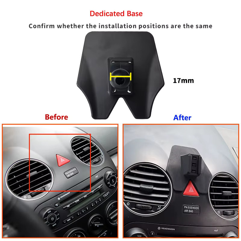 AULIGUS Autotelefonhalter für Volkswagen VW Beetle 2004–2010 mit kabelloser Ladefunktion, feste Halterung und Smartphone-Ständer, Schwarz - Bild 2