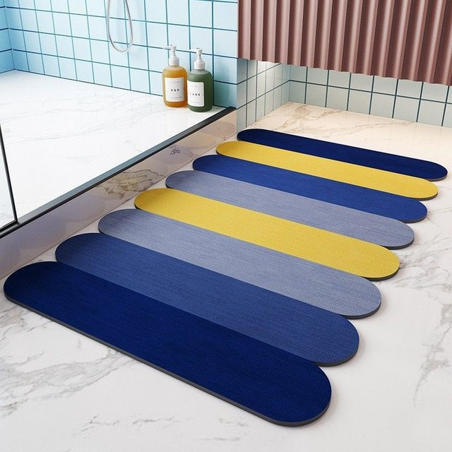 Nordic Diatom Schlammmatte von Yiran Furniture, blau, schnelltrocknend und rutschfest, B/T: 60 x 90 cm - Bild 1