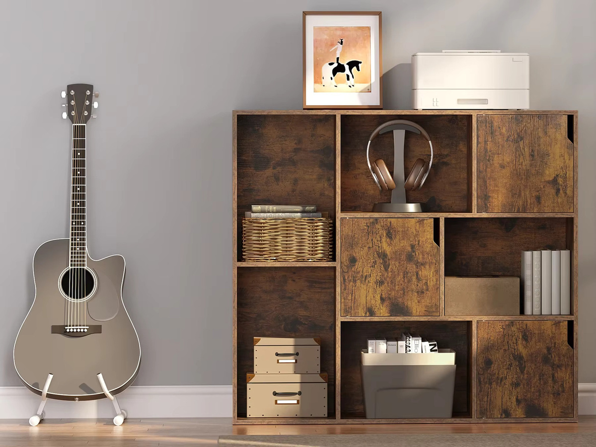 WOLTU Stehendes Bücherregal in Braun mit 8 offenen Fächern und Rückwand für Büro und Wohnzimmer - Bild 1