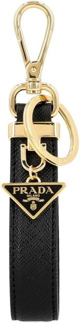 Prada Schlüsselanhänger Saffiano Dreieck Logo, beige, Unisex - Bild 1