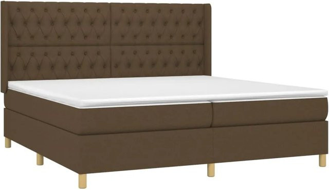 vidaXL Boxspringbett mit Matratze und LED-Unterbettbeleuchtung in Dunkelbraun, Hybridbett mit USB-Ladeanschluss und Taschenfederkern, B/T: 203 x 203 cm - Bild 1