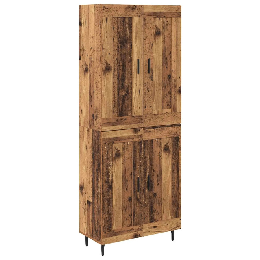 vidaXL Highboard 2-teilig aus Altholz und Glas in Braun, B/T/H: 180 x 34 x 69,5 cm - Bild 2