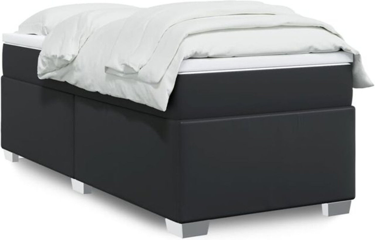 vidaxl Boxspringbett mit Matratze in Schwarz aus Kunstleder, B/T/H: 80 x 200 x 46 cm - Bild 1