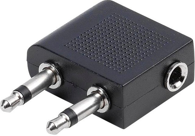 Vivanco Flugzeugadapter mit 3,5mm Klinke in Schwarz (46111) - Bild 1