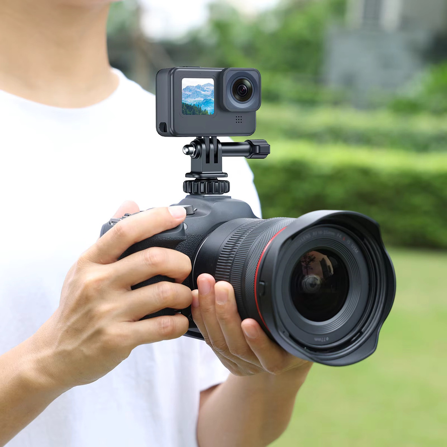 VRIG AC24 Sportkamera-Adapter für Kaltschuhmontage, 180 Grad verstellbar mit 1/4 Zoll Schraubenloch, Stativhalterung in Schwarz, Ersatz für GoPro Hero - Bild 3