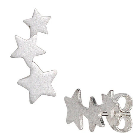 Colfem Ohrstecker Sterne, 925 Sterling Silber, mattiert, Unisex - Bild 1