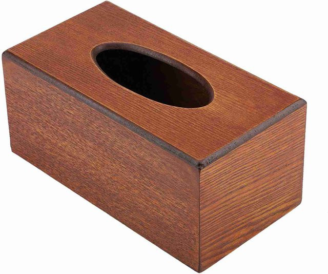 KaiSai Taschentuchbox aus Holz in Schwarz und Braun, Rechteckige Holz-Taschentuchbox für Wohnzimmer, Schlafzimmer und Küche - Bild 1