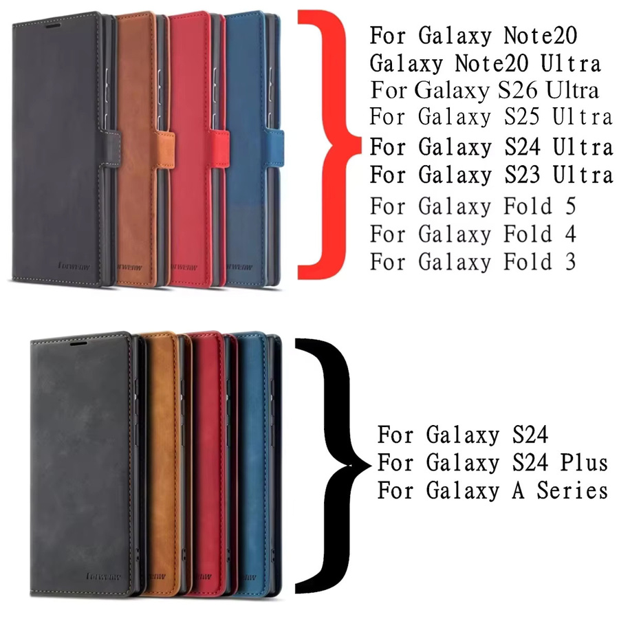 Flip-Lederhülle für Samsung Galaxy S26 S25 S24 S23 S15 A55 A54 A35 A34 A15 A14 A16 A17 A25 A36 A56 A57 in Schwarz als Brieftaschen-Schutzhülle - Bild 3