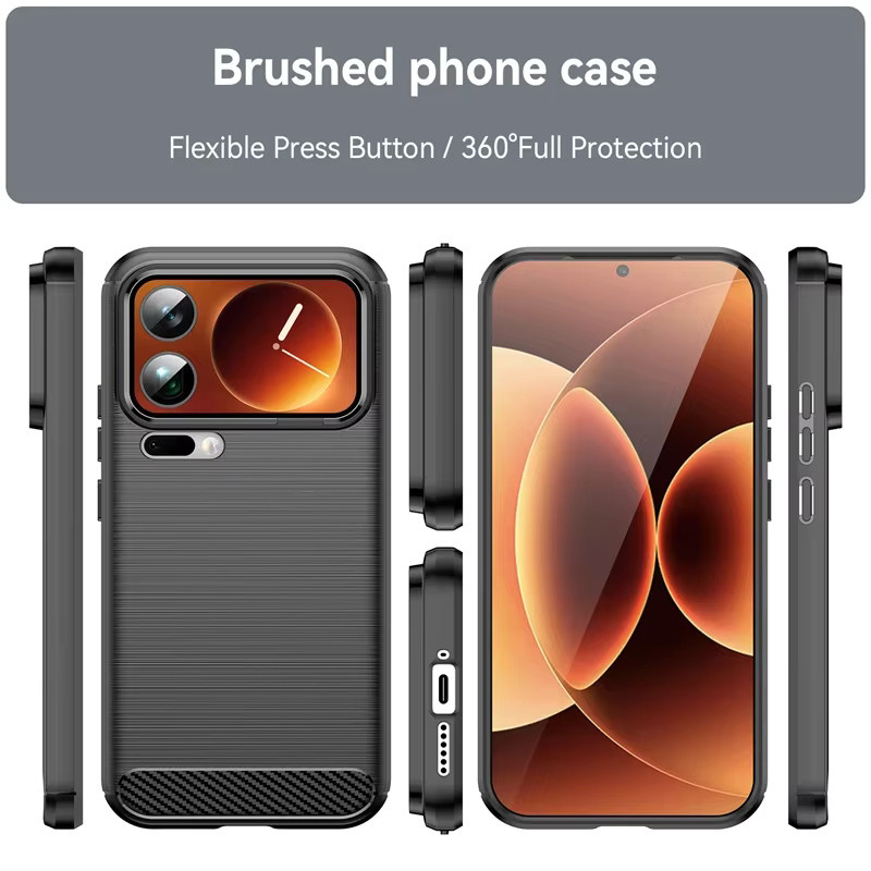 Stoßfeste TPU Silikon Carbon Fiber Schutzhülle für Xiaomi 17 Pro Max in Blau - Bild 3