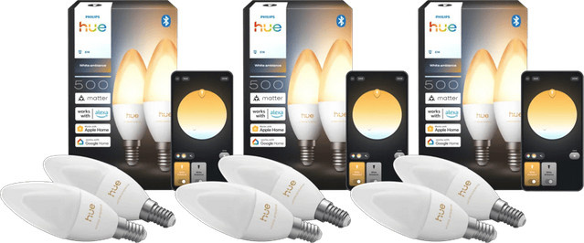 Philips Hue White Ambiance LED Kerzenlampen E14 im 6er-Pack mit Bluetooth und Dimmfunktion - Bild 1