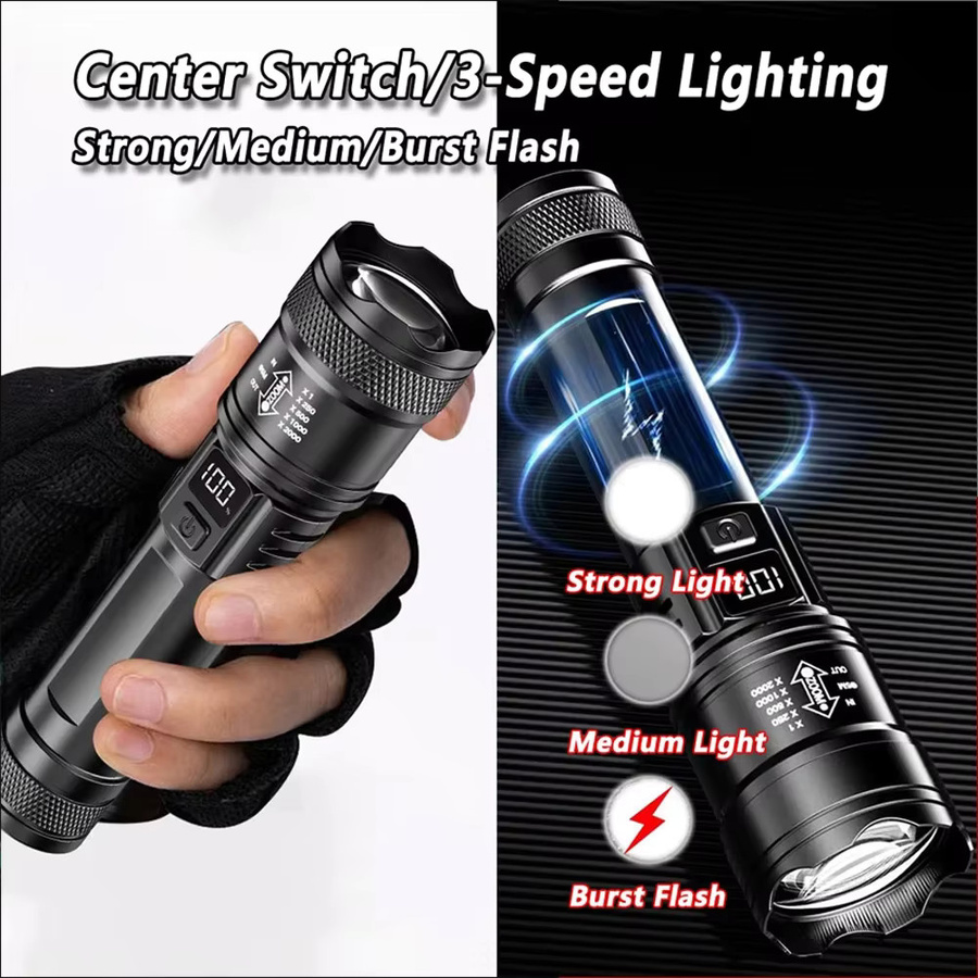 Heinast LED-Laterne Schwarz, wiederaufladbare wasserdichte Taschenlampe für Garten, Camping und Outdoor-Sport - Bild 3