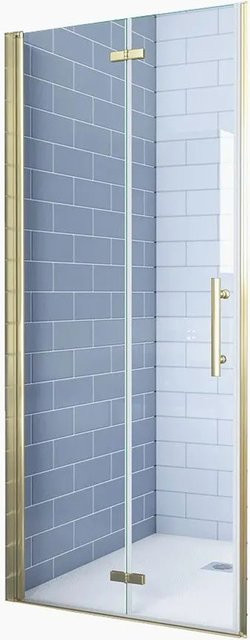 Duschparadies Duschtür als Falttür mit 6mm Nano Glas in Goldrahmen, B/H: 95 x 195 cm - Bild 1
