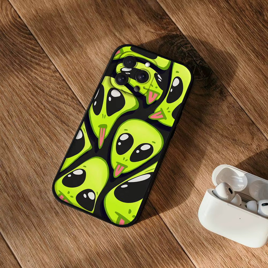 Mesuca Handyhülle mit Cartoon-Alien-Design für iPhone, matte weiche Silikonhülle - Bild 3