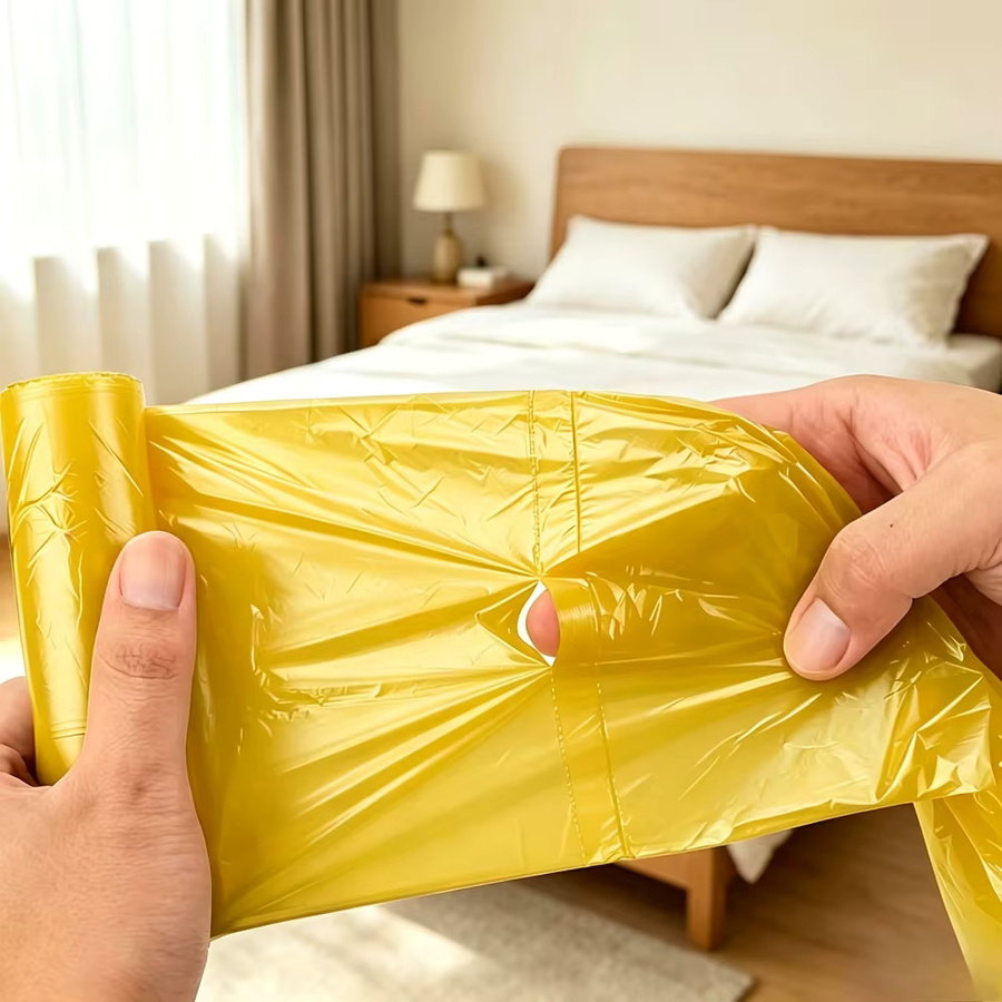 100 Stück Gelbe Müllbeutel aus Kunststoff, 5 Rollen, Auslaufsicher und Geruchsresistent für Zuhause, Küche und Büro - Bild 4