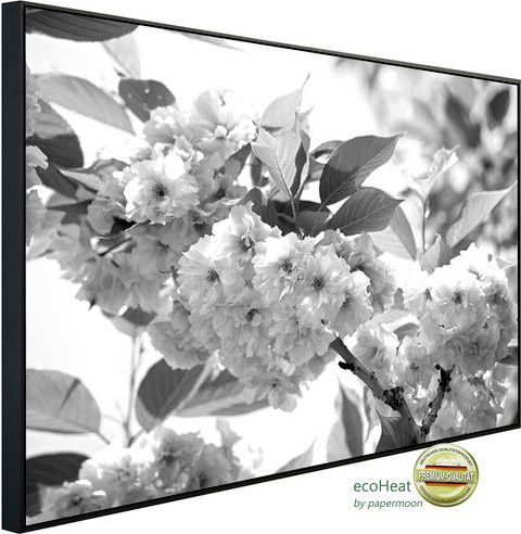 papermoon EcoHeat Infrarotheizung mit Blumen-Design in Schwarz und Weiss, Matt-Effekt, App-Steuerung und Überhitzungsschutz - Bild 1