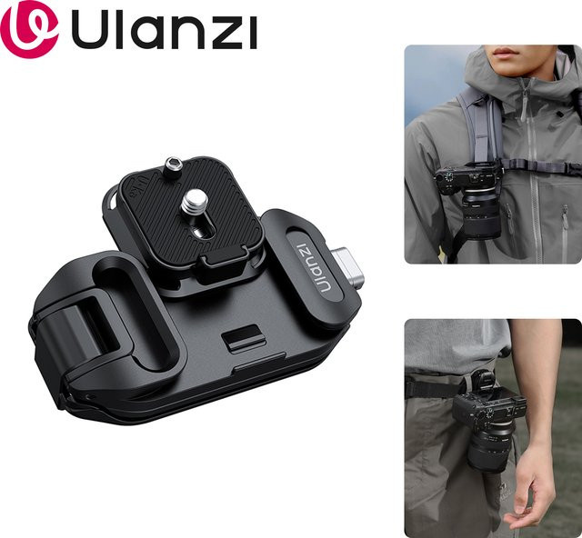 Ulanzi UKA07 Rucksack Kamera Clip Halterung Kit mit Quick Release Platte für Arca Swiss F38, Schwarz - Bild 1