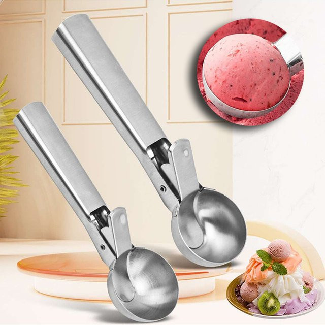 IFITU PUBO Eisportionierer aus Edelstahl in Silber für Fruchtkugeln und Wassermelone - Bild 1