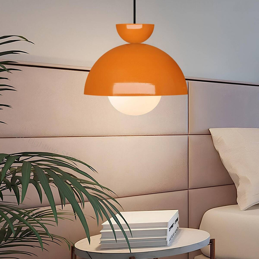 Opviq Pendelleuchte Kugel in Orange aus Metall mit E27 Fassung, Höhe: 115 cm, Breite: 25 cm, Tiefe: 25 cm - Bild 2