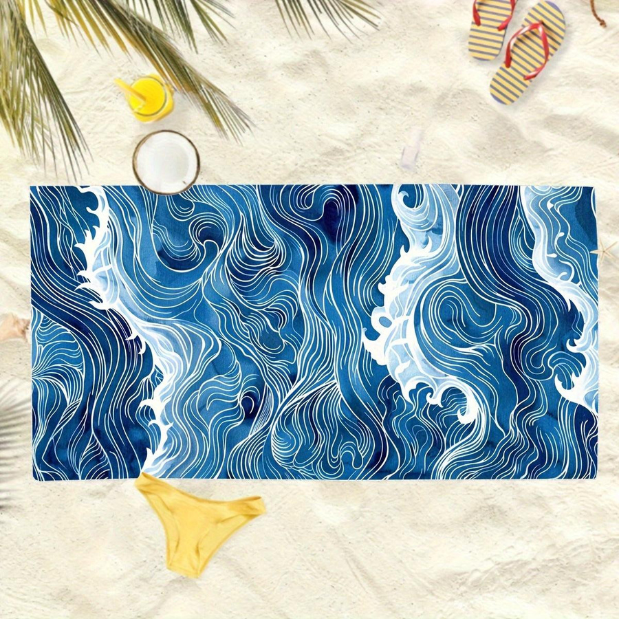 Creative Man Strandtuch Japanischer Stil Ozeanwelle Blau, B: 30 cm, H: 60 cm - Bild 4