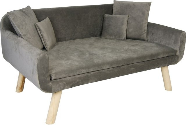 Hundesofa Nando von SILVIO DESIGN im Retrostyle mit Samtbezug in Taupe - Bild 1