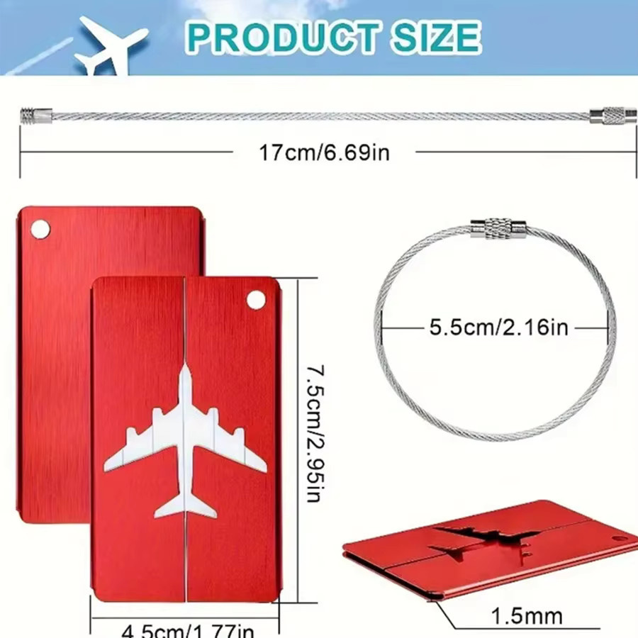 5er Set Zoukane Kofferanhänger aus Aluminiumlegierung mit ID-Karte für dein Reisegepäck - Bild 2