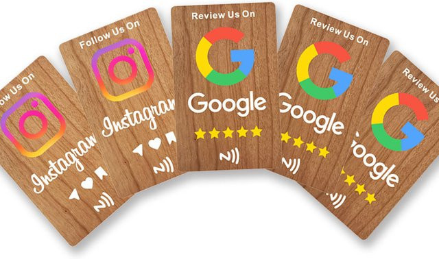 MochuaRFID Luxus-NFC-Digitalkarten aus Kirschholz in Braun mit NFC215-Tags für Google Reviews, Instagram, Facebook und WhatsApp - Bild 1