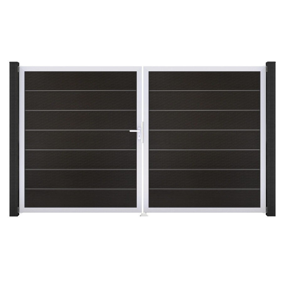 GroJa Grande Steckzaun Tor Premium DIN Links 2-flügelig in Schwarz aus Aluminium und BPC - Bild 2