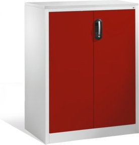 C+P Akten-Sideboard Acurado mit Drehtüren, 3 Ordnerhöhen, Front Rubinrot, Korpus Lichtgrau, H: 120 cm, B: 93 cm, T: 50 cm - Bild 1
