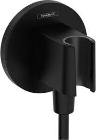 Hansgrohe Wandanschluss Fixfit S rund mit Brausehalter in Matt-Schwarz - Bild 1