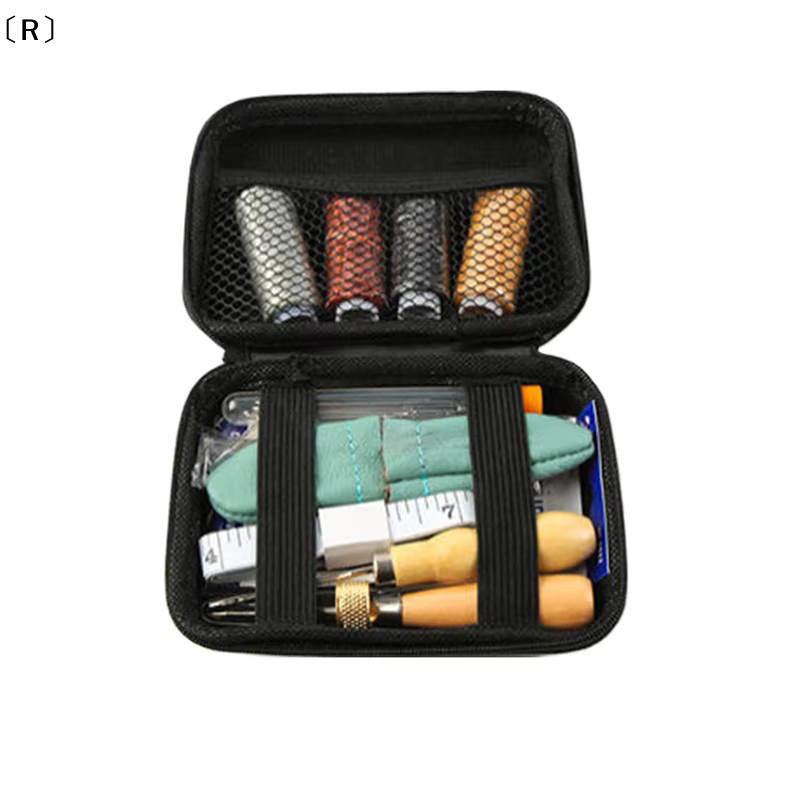 バR Sigur 33-teiliges Leder-Nähwerkzeug-Set aus Metall mit gewachstem Faden, Nadeln und Ahle in Multicolor für professionelles DIY und Handarbeit - Bild 2