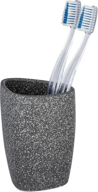 Wenko Zahnputzbecher Pion aus Keramik in Grau, B/T/H: 7,5 x 11 x 7,5 cm - Bild 1