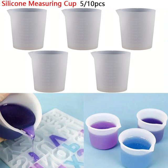 Silikon Messbecher Set für Epoxy Harz und DIY Kunstprojekte, Runde Silikonformen, Volumen: 50 ml - Bild 1