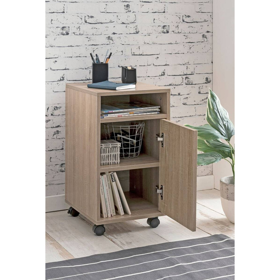 Rollcontainer Wohnling in Braun mit Rollen für Home Office, B/H/T: 33 x 60 x 38 cm - Bild 2