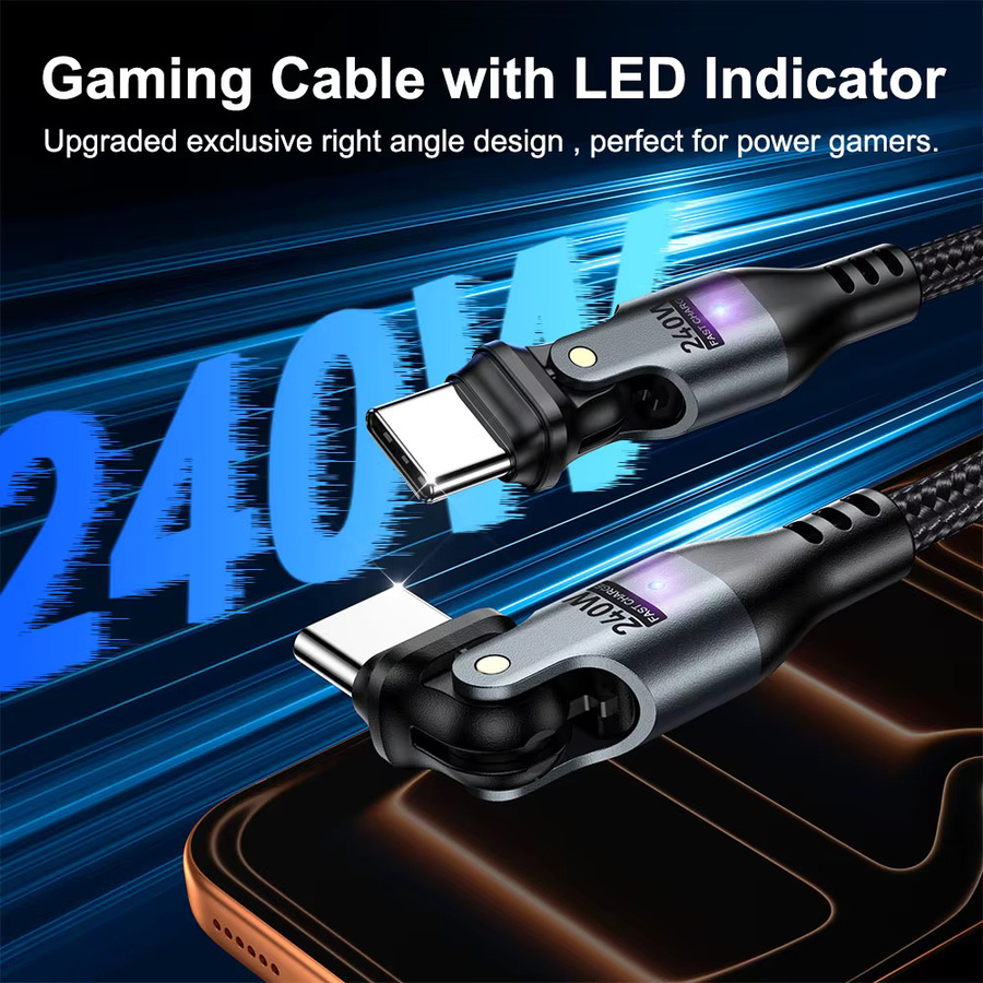 AUFU USB Typ C Ladekabel 240W 5A PD3.1 Schnellladekabel Schwarz - Bild 4