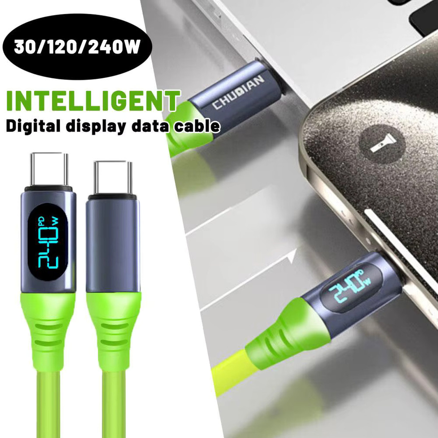 240 W USB-C Schnellladekabel aus Silikon mit Digitalanzeige und PD Flash Ladefunktion für dein Mobiltelefon - Bild 2