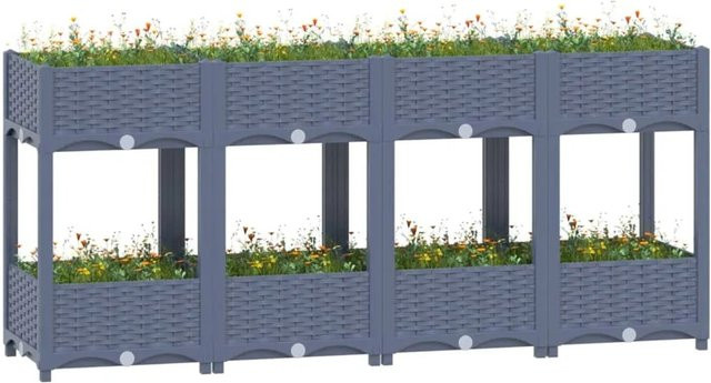 furnicato Hochbeet aus Polypropylen in Grau, B/T/H: 160 x 40 x 71 cm - Bild 1