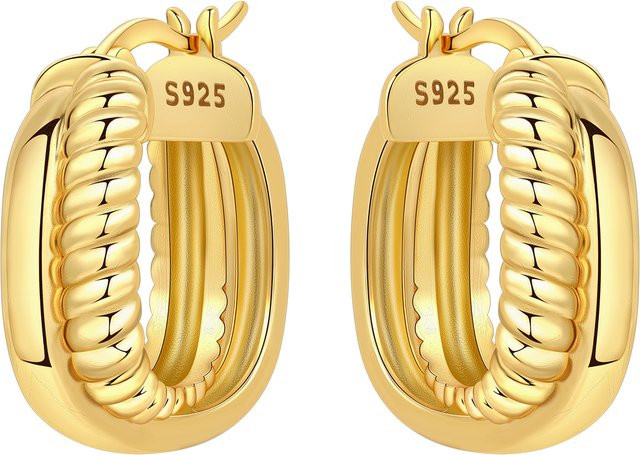 PANPOKI Creolen 925 Silber, Gold, Damen - Bild 1