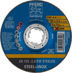 PFERD Trennscheibe PSF STEELOX Universallinie für Stahl und Edelstahl, Farbe Blau, Durchmesser: 125 mm, Dicke: 2,4 mm, X-LOCK gekröpft - Bild 1
