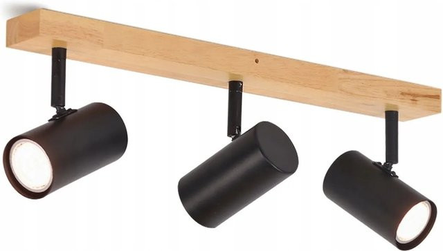 ZMH Deckenstrahler 3-flammig in Schwarz und Holz, verstellbarer Vintage Retro Deckenlampen mit GU10 Fassung - Bild 1
